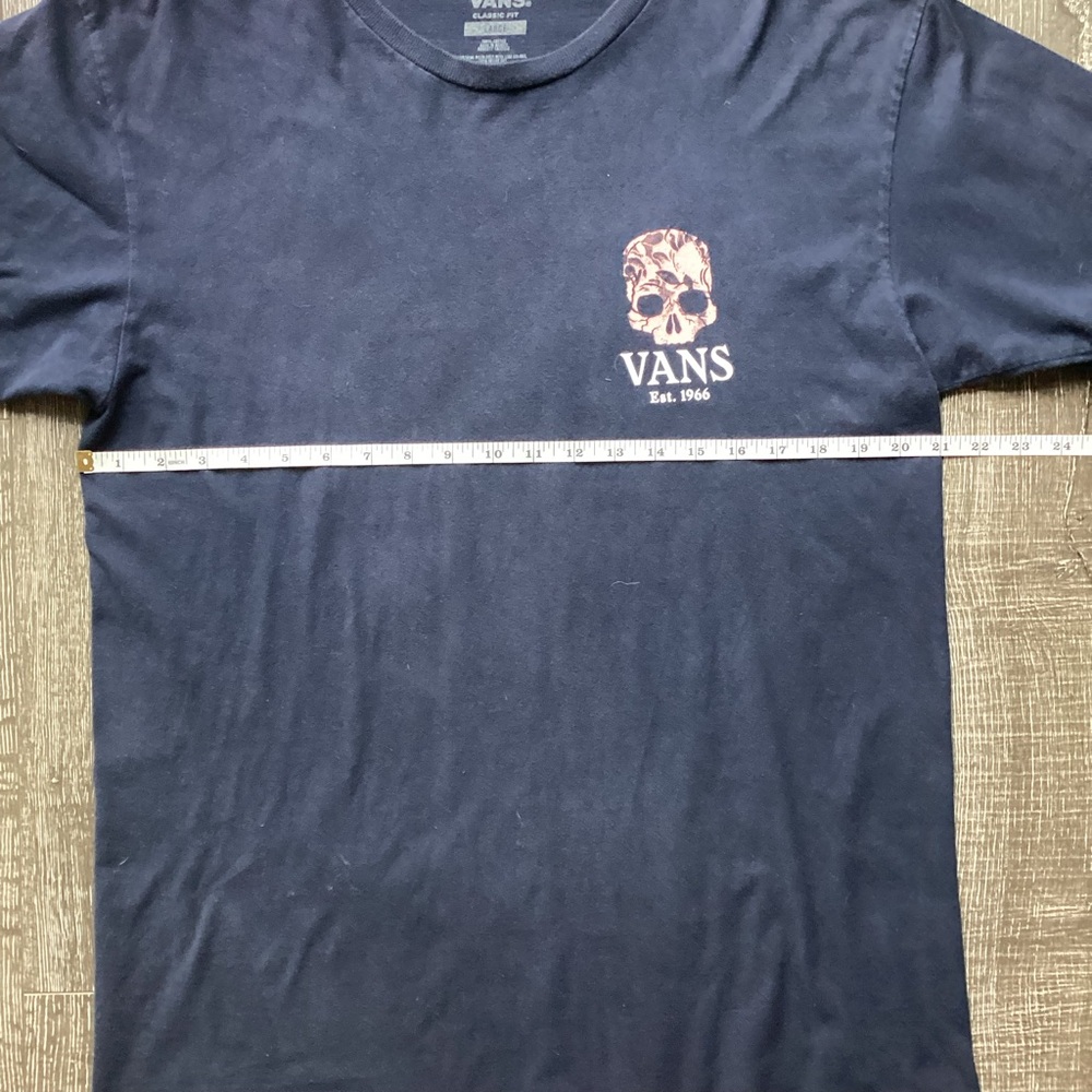 Vans Classic Fit Floral Skull Graphic T-Shirt - Navy Blue - Size Large - Picture 5 of 6